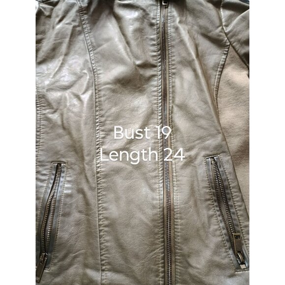 Sebby Collection Olive Faux‎ Leather Moto Biker Jacket Medium - Picture 11 of 12